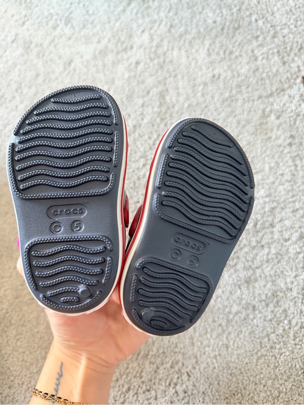 Toddler Navy and Red Comfort Crocs - Picture 2 of 3